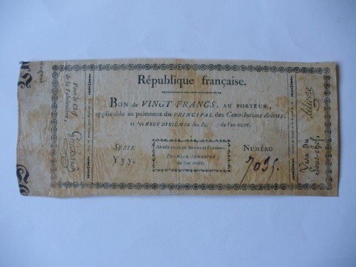 Bon porteur 20 francs - au,