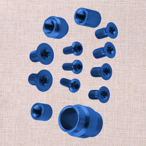 Blue titanium screw set - titanium, pivot