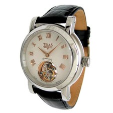 Trias Tourbillon or Rouge Dorée Zeiger, , Spirale Et Index Avec 25 Vis à Pierre