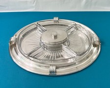 Serviteur muet CHRISTOFLE GALLIA metal argenté & cristal ART DÉCO plateau 40x30