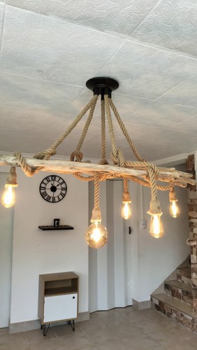 Lustre bois flotté - lustre,