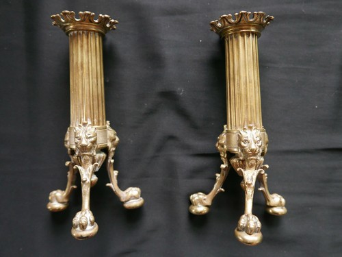 Paire bougeoirs xviiie - de,