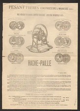 MAUBEUGE (59) HACHE-PAILLE / Constructeur "PESANT Freres" AFFICHE en 1879