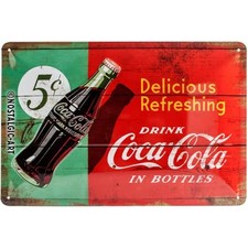 Plaque - Enseigne publicitaire - Vintage - Coca-Cola - Design rétro - 20x30cm