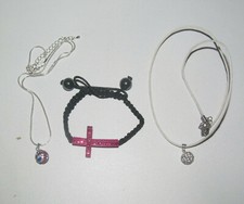 Lot Bijoux Fantaisie Bracelet Croix + 2 Collier Pendentif Boule NEUF