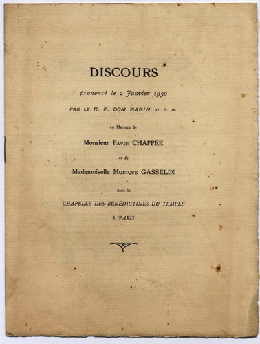 Discours janvier 1930 de - du,