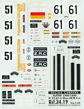 decalcomanie decals 1/24 Alpine 1300 1600 NUM2RO 51 61 24h lm le mans 1968 A110