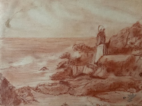 Dessin sanguine signé - dessin,