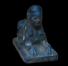 ANCIENNE STATUETTE ÉGYPTIENNE DE SPHINX EN PIERRE SEMI PRÉCIEUSE AVEC...