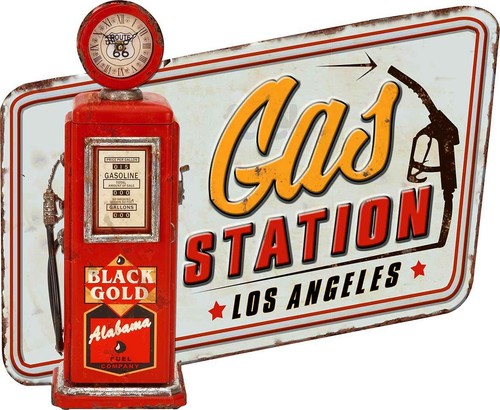 Plaque decorative gas station - gas,