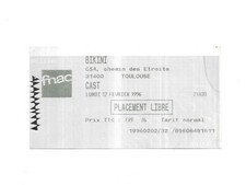 RARE / TICKET BILLET DE CONCERT - CAST : LIVE A TOULOUSE ( FRANCE ) 1996 PLACE
