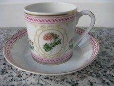TASSE à MOKA Porcelaine LIMOGES HAVILAND ROSA CELESTE Bord rouge et or mat