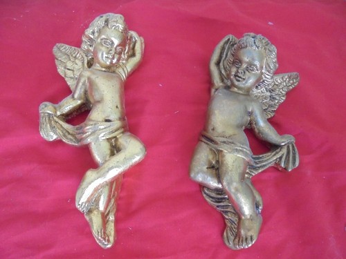 Angelots platre doré - angelots,