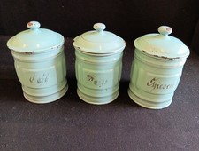 Série De Pots À Épices émaillé Bleu Pâle H 18cm Diam. 12cm