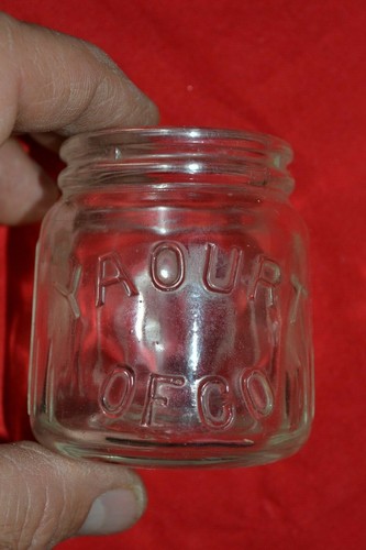 Ancien pot verre imprimé - ancien,