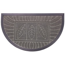 Tapis d'Entrée Demi-Lune "Feuilles" 45x75cm Gris