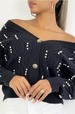 Gilet court Noir col V à