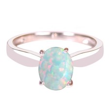 925 Sterling Argent Ovale Forme 1,35Kt 100% Naturelle Opale Aux Femmes Bague