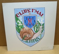 BERRY Jean Louis BONCOEUR gouache originale CLUIS fete du Luma 1er mai ESCARGOT