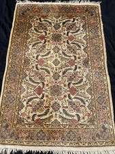fine Sino-Hereke silk rug tapis soie seide teppich beige 100 x 63 cm