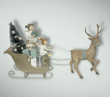 Clayre & Eef Cerf De Noël Traîneau Ange Ailes Arbre LED 43cm NEUF