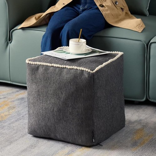 Unstuffed storage pouf ottoman - storage,