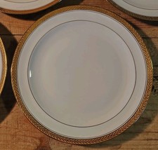 Assiette À Dessert X5 Porcelaine Limoges Blanche Et Or Diamètre 19,3 Cm Ref 2