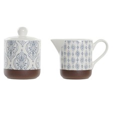 Sucrier DKD Home Decor Bleu Blanc Marron Grès 12,5 x 6,5 x 8 cm [2 pcs]