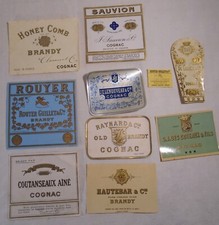 LOT ANCIENNES ETIQUETTES COGNAC ALCOOL ROUYER GUILLET BRANDY COUTANSEAUX AINE