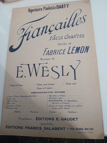Ancienne partition fiancailles - ancienne,