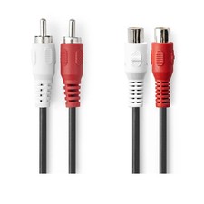 Nedis Câble Audio Stéréo 2x RCA Mâle vers Femelle 5m Connexion Stable Noir