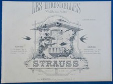 ISAAC STRAUSS DANCE GARDONI ITALO PIANO PARTITION LES HIRONDELLES 1859 BARBIZET