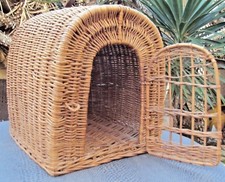 ancien Joli panier à chat en rotin vintage des années 60/70