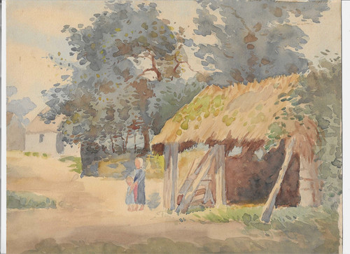 Aquarelle ecole bretonne - ecole,