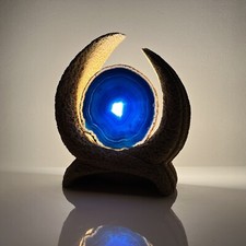 Lampe d'appoint en plâtre  patiné et agate