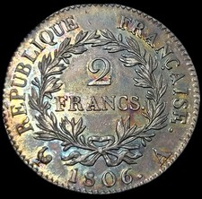 Rare En L'etat ! 2 Francs Napoléol 1er 1806 A EN SUP