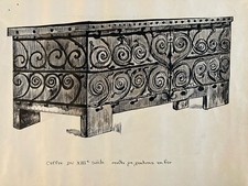 grand dessin Main Encre Architecture Art Coffre XIIIe Siècle Fer Ferrure 1960