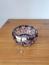 Coupelle en cristal Nachtmann taillé main teinté violet Bavaria Germany 5x11 cm