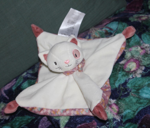 Doudou chat plat blanc - plat,
