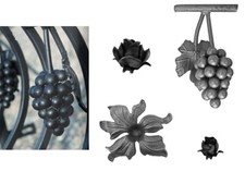 Rosette Florale Massif 3D Élément De Clôture Ornement Fleur Raisins