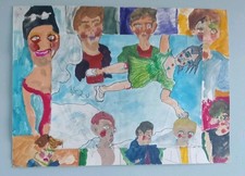 La Fille De L'air Et Les Mateurs Techniques Mixtes Art Brut  2017 42/57.5cm