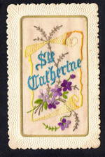 CARTE BRODEE - Sainte Catherine - Embroidered Card