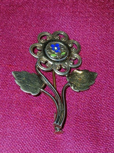 Broche vermeil pensée - vermeil, "pensée