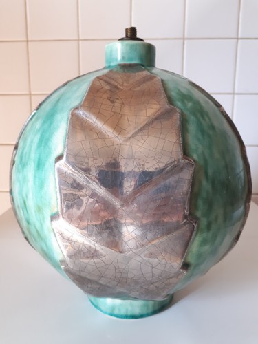 Lampe art déco emaillée vert - déco,