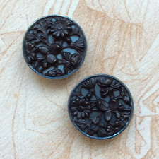 2 Boutons Anciens Bouquet de Fleurs 31 mm 1900 - Art Nouveau