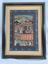 TABLEAU PEINTURE SUR SOIE D'APRÉS  MINIATURE DU XVIè ART TRADITONNEL MONGHOL IND