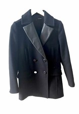 Veste manteau The kooples Laine Coat cuir noir T 36 jacket