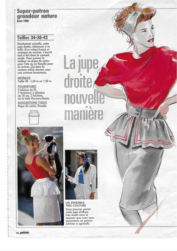 Prima patron jupe droite - prima, 34