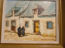 Tableau HSP Gaillard Deschamps tableau peinture village animé signé