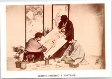 Japan, artist painting a portrait vintage print Tirage albuminé aquarellé  9